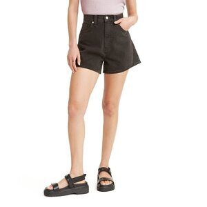 Levi's Women's Plus-Size High Waisted Mom Jean Shorts, Wonderful - Black, 18